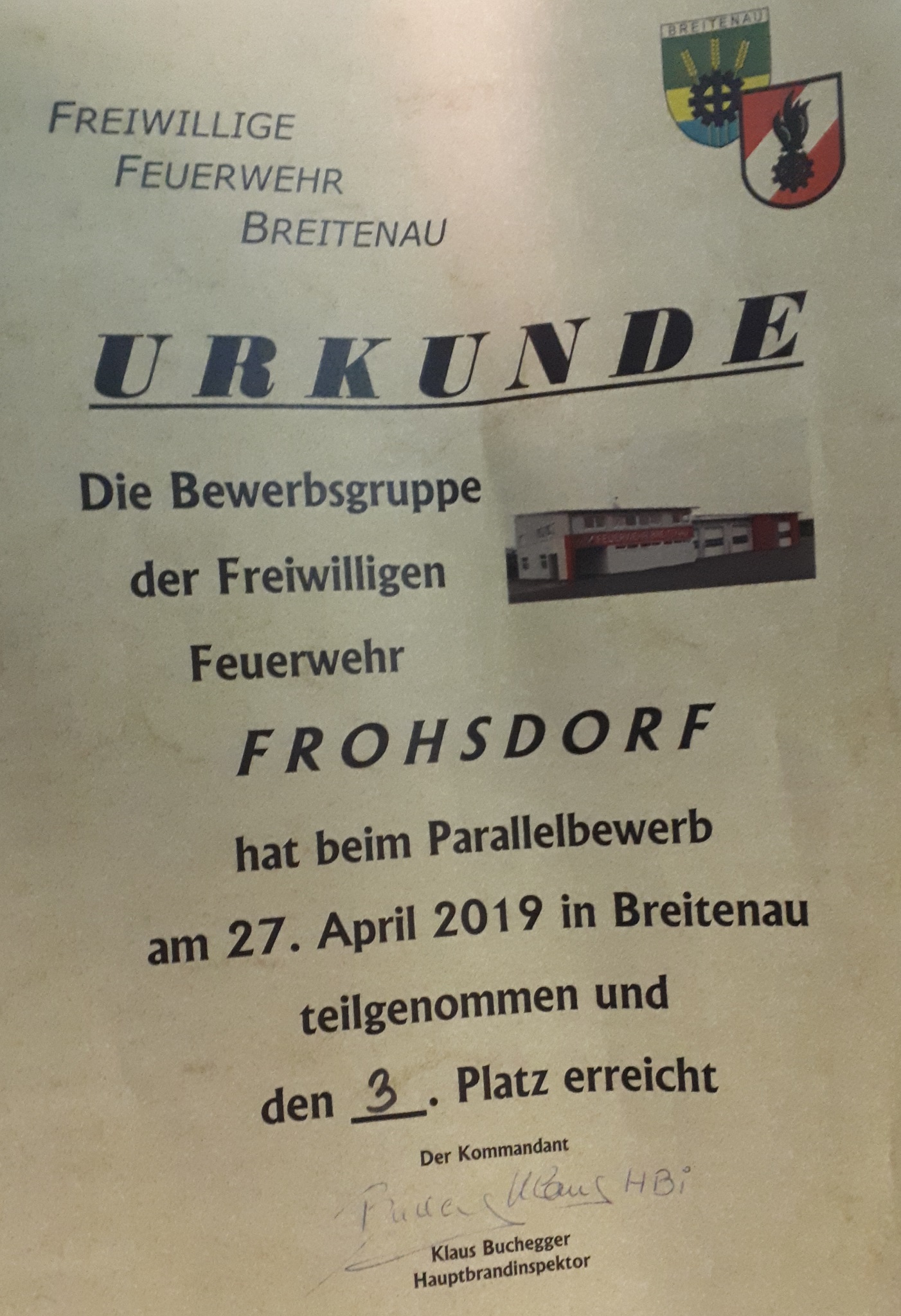 Urkunde Breitenau 2019